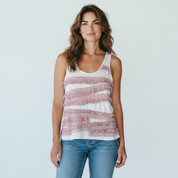 BANANA REPUBLIC-LACE COVERED FRONT SLESS TOP - B5 - Picture 1 of 12